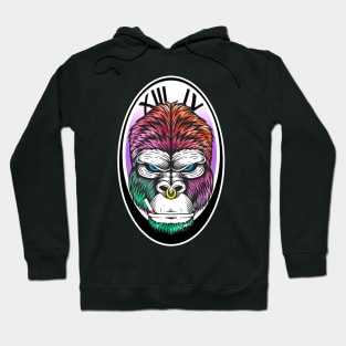 Angry Rainbow Gorilla Face Hoodie